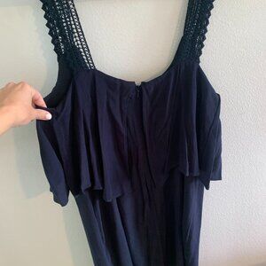 Anthropologie Maeve Navy Blue Crochet Shift Dress